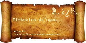 Mifkovics Ányos névjegykártya